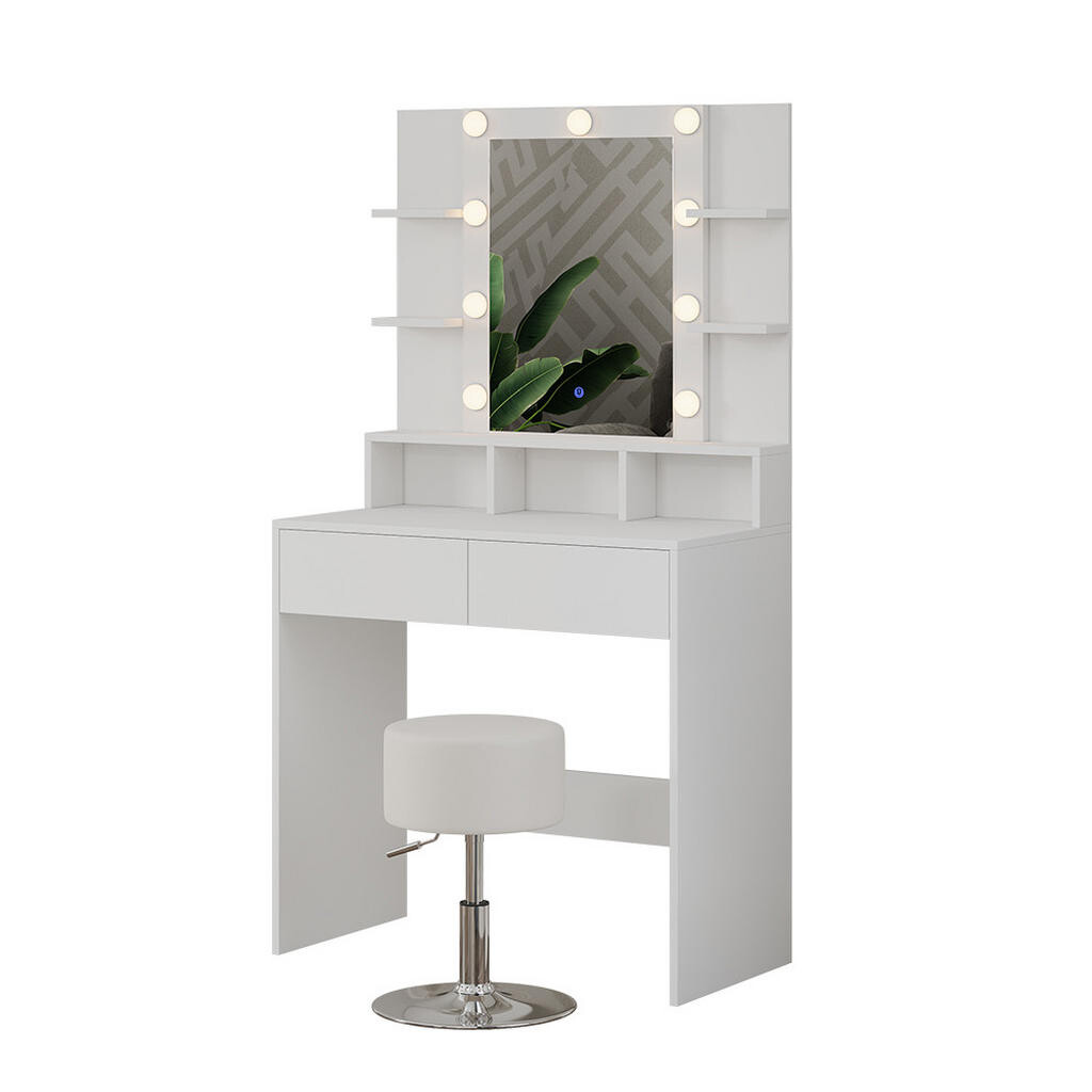 Vicco TOALETNÍ STOLEK Taylor Bílá 80 cm s LED osvětlením a taburetem