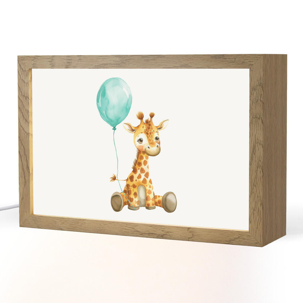 OnlyWow NOČNÍ LAMPIČKA Žirafa - Dítě - Zvířata - Modrý balón 30x20 cm