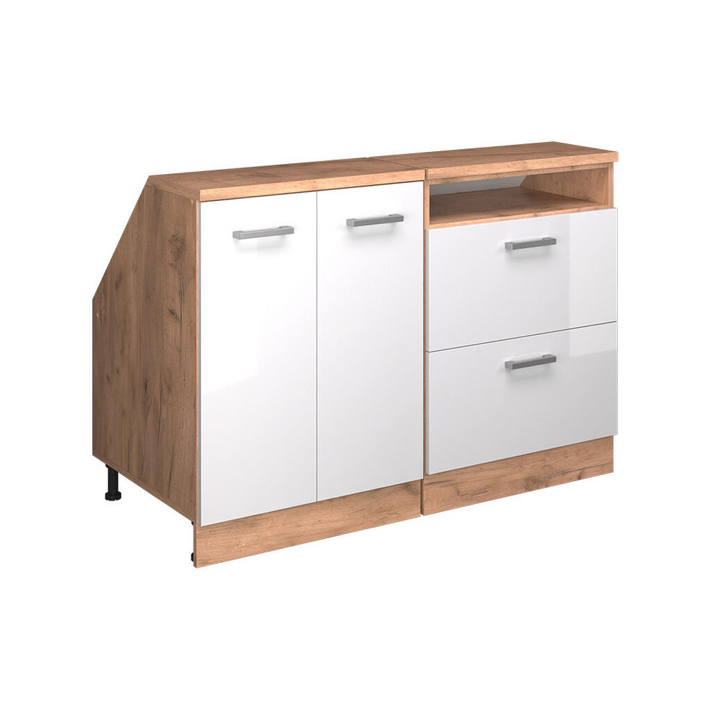 Vicco SADA SKŘÍNÍ PRO ŠIKMOU STŘECHU Rion Bílá vysoký lesk 120 cm Sada 2 korpusů skříně hloubka 60 cm