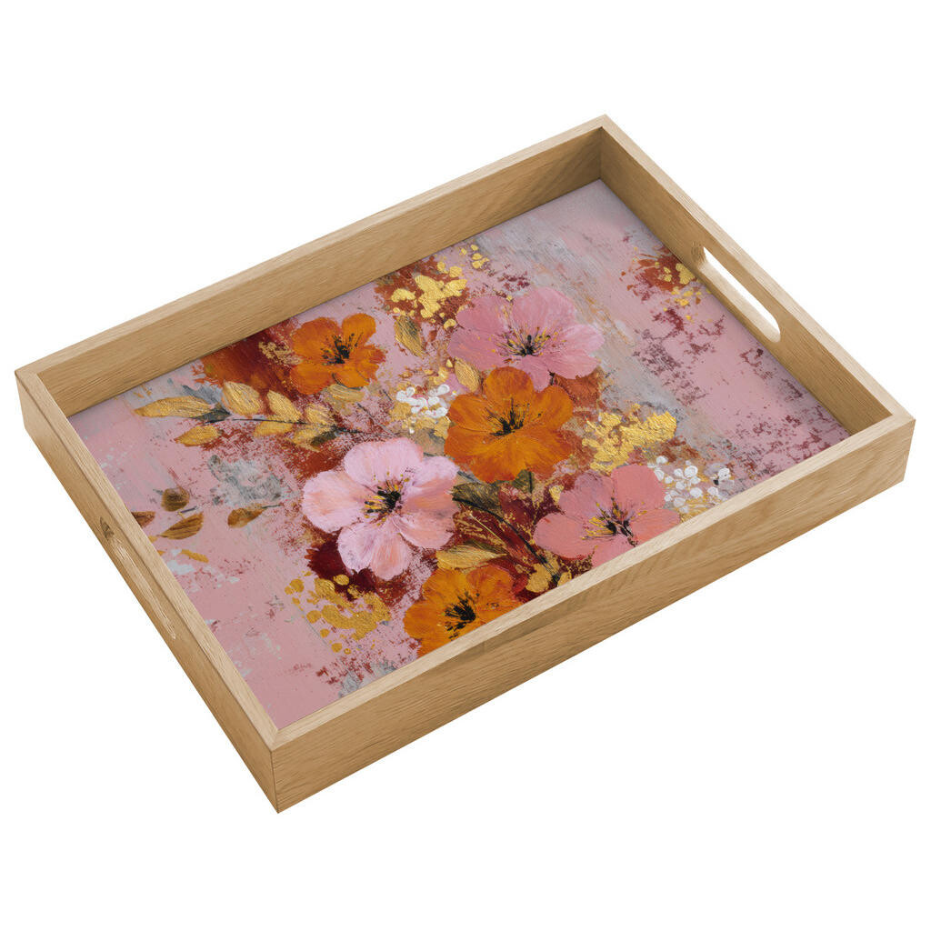 OnlyWow SERVÍROVACÍ PODNOS Malování - Květiny - Rustikální - Růžová 40x30 cm