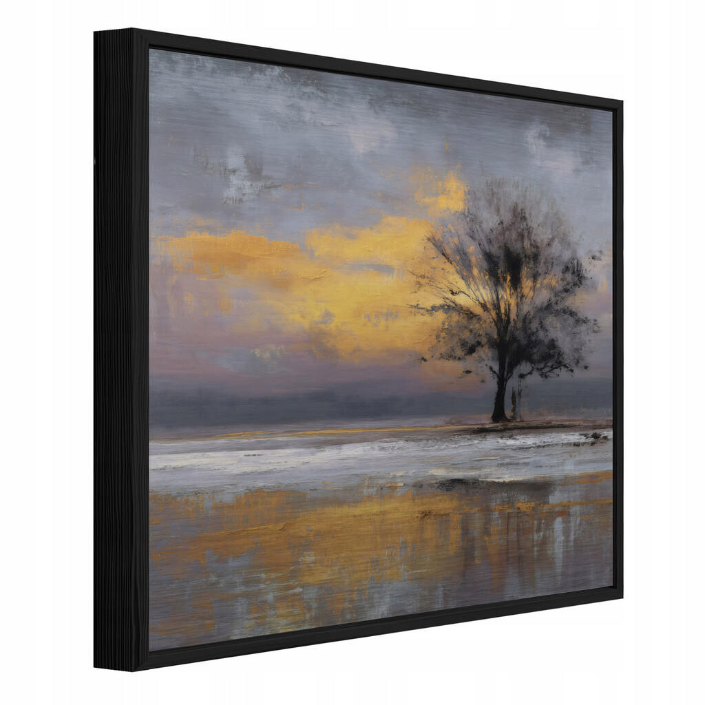 Wallarena ZARÁMOVANÉ obrazy abstraktní strom zlatý 80x80 cm