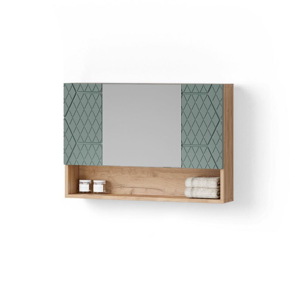 Livinity® KOUPELNOVÁ ZRCADLOVÁ SKŘÍŇKA Ronco Zelený/zlatý dub 80 x 55 cm
