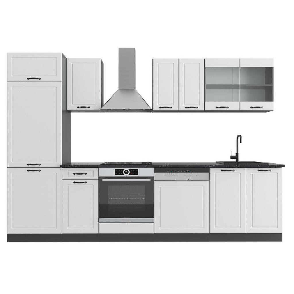 Vicco KUCHYŇSKÝ KOUT R-Line Bílý venkovský dům/antracit 300 cm bez pracovní desky