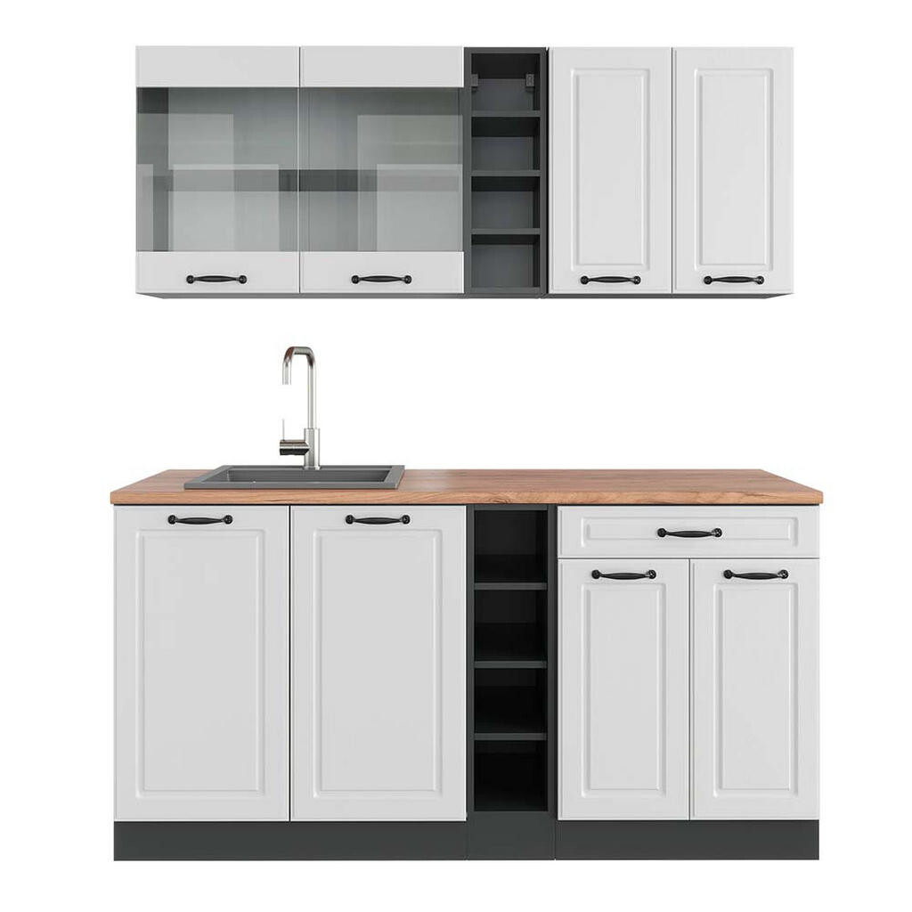 Vicco JEDNOTKOVÁ KUCHYNĚ R-Line Bílý venkovský dům/antracit 160 cm , PD Dub