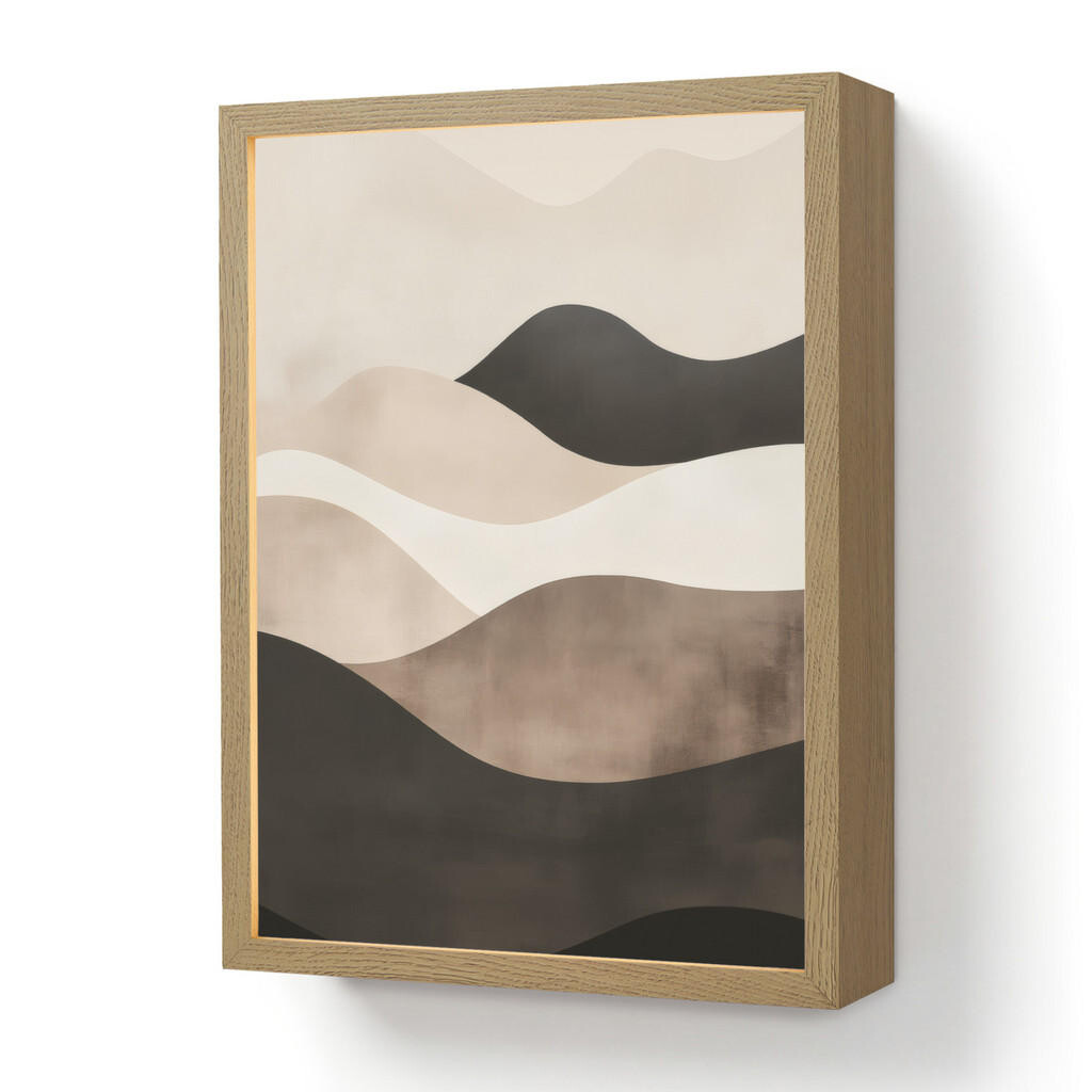 OnlyWow NÁSTĚNNÁ LAMPA S AKUMULÁTOREM Abstraktní - Krajina - Vlny - Krémová barva 30x40 cm