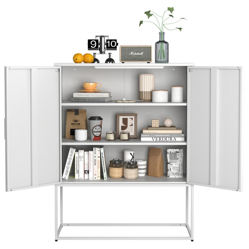 Redom KOVOVÝ úložný kabinet 109/85/40 cm s magnetickými dveřmi a ukotvením ke stěně, Bílá