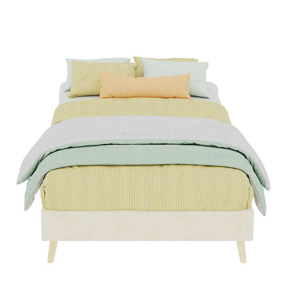 OKWISH POSTEL 90/200 cm béžová z látky a kovu s pevnou konstrukcí