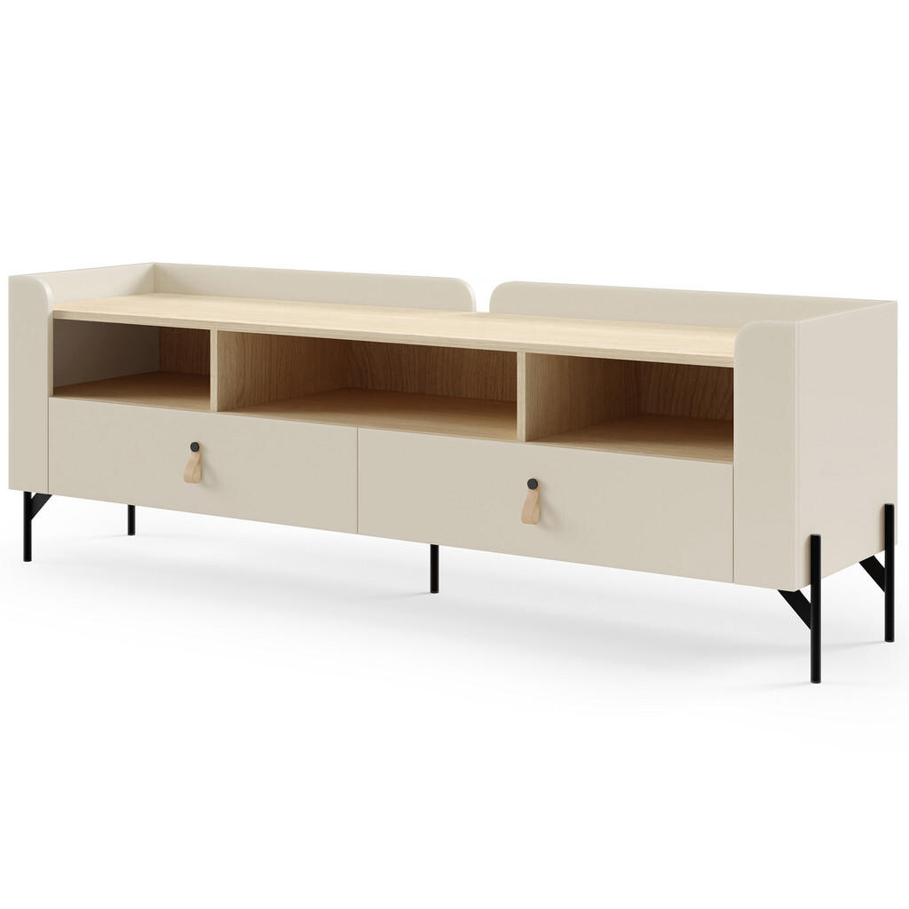Beautysofa NÍZKÁ KOMODA Sorella se 2 zásuvkami, 160 cm, do studentského pokoje, macadamia + dub Mavelie