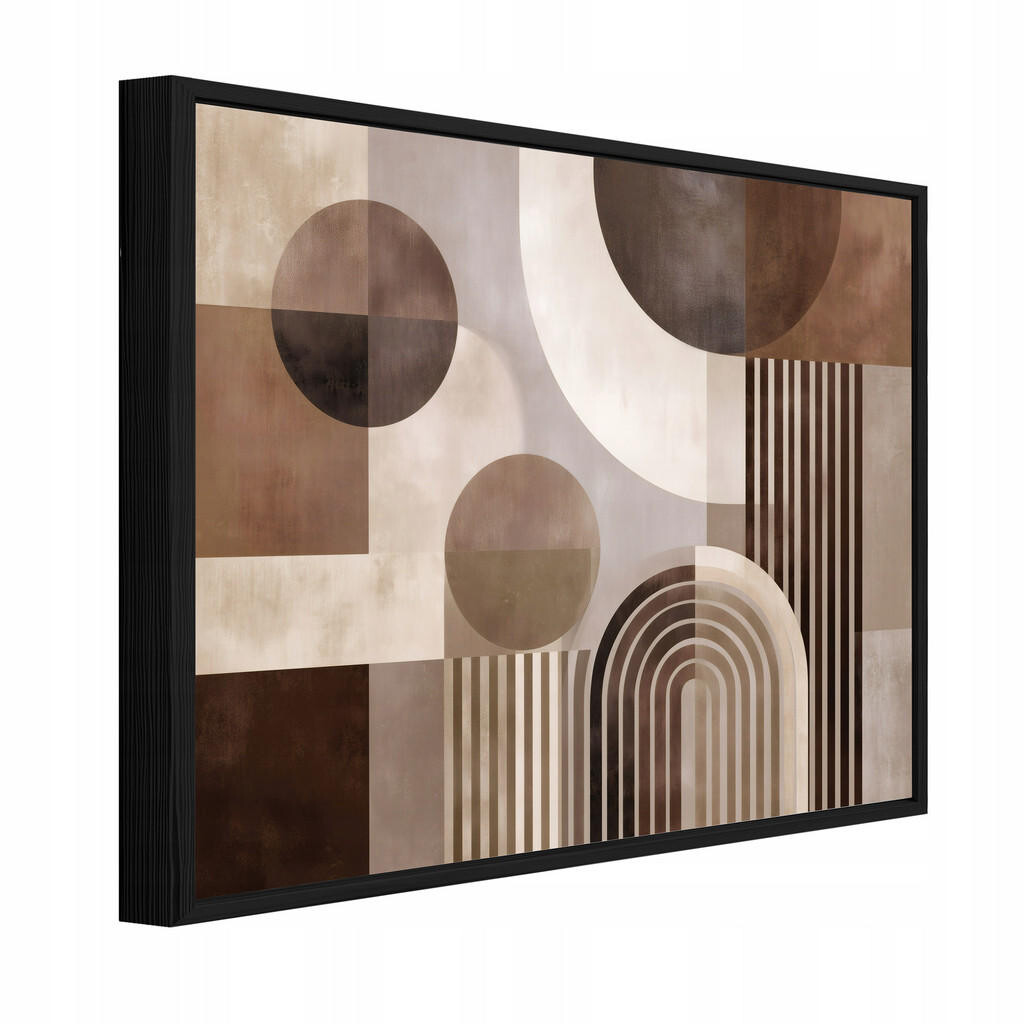 Wallarena ZARÁMOVANÉ obrazy abstraktní geometrické hnědé 60x40 cm