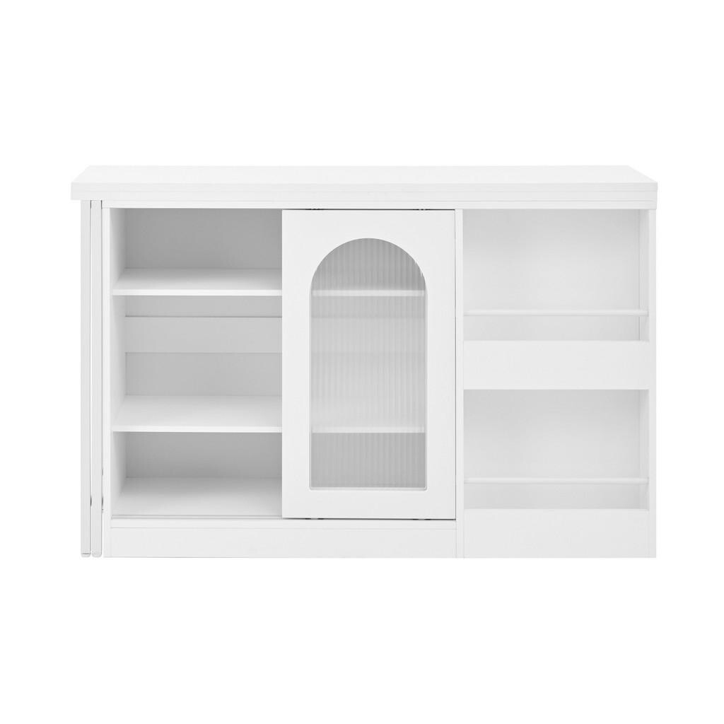 Redom BAROVÝ stůl 121,5/40/76,7 cm s otočnou deskou 360° a úložným prostorem, Bílá