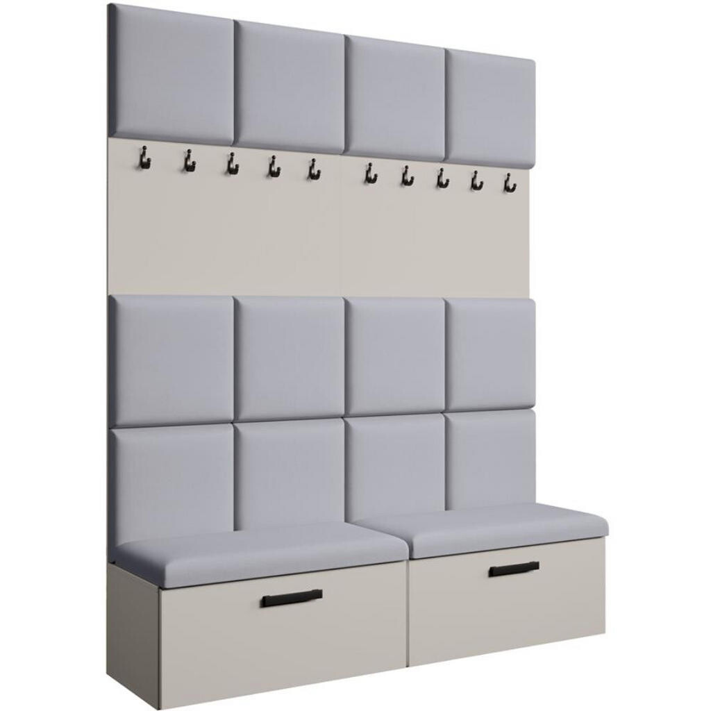 Beautysofa PŘEDSÍŇOVÁ sestava Margaret I+I 162/203/43 s čalouněnými panely a botníkem, kašmírová