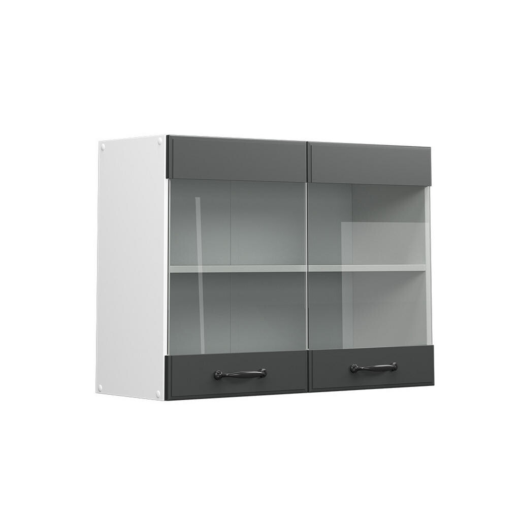 Vicco SKLENĚNÁ KUCHYŇSKÁ SKŘÍŇKA R-Line Antracitový venkovský dům 80 cm