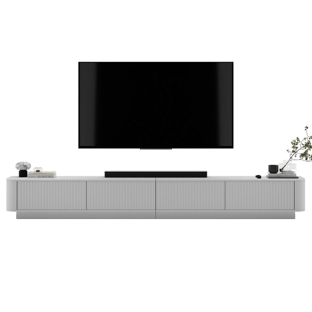 Meble Lindner TV stolek Aurora, sada 2 kusů s podstavcem, matná bílá, 280 cm