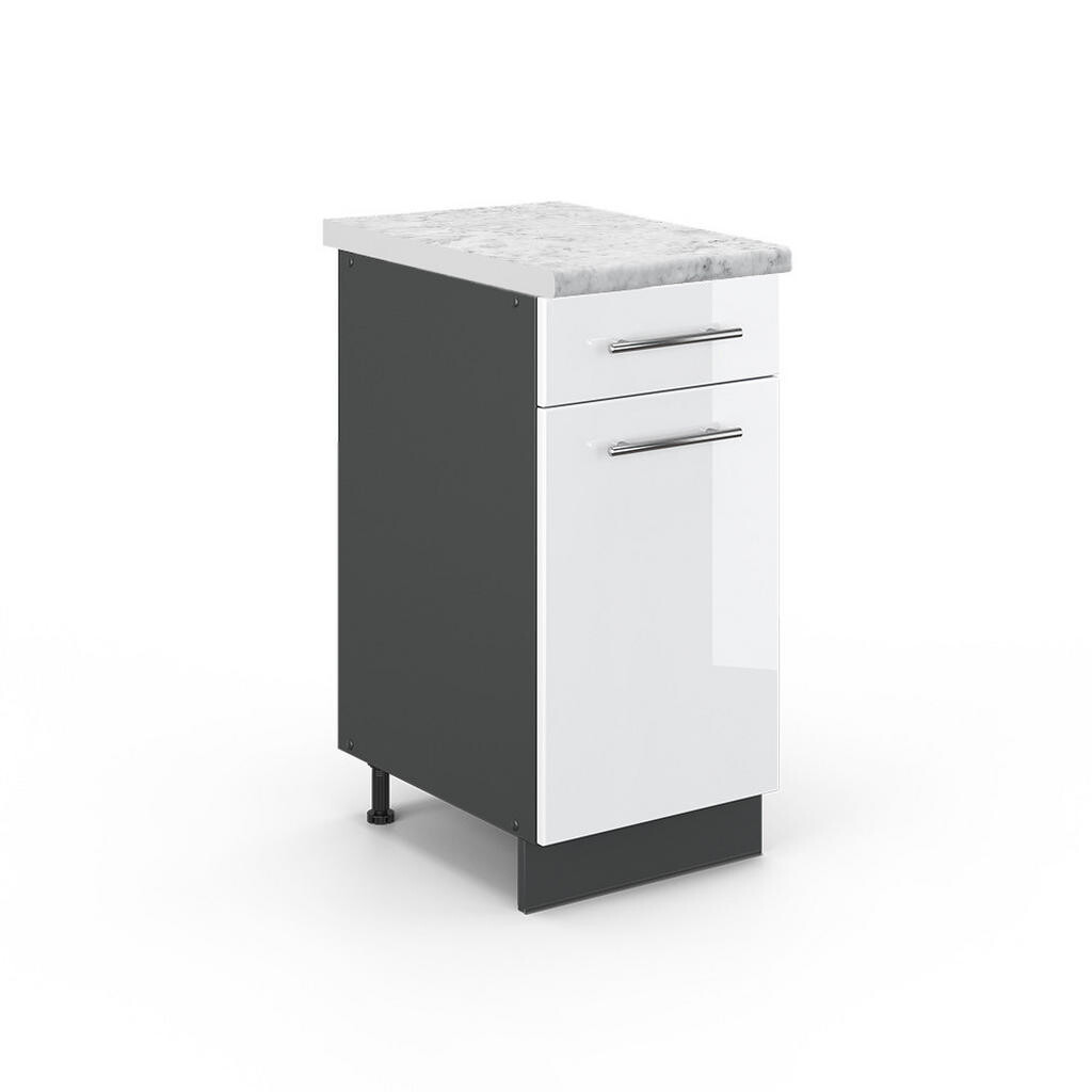 Vicco SPODNÍ SKŘÍŇKA KUCHYŇSKÉ LINKY Fame-Line Bílá vysoký lesk 40 cm , PD Mramor