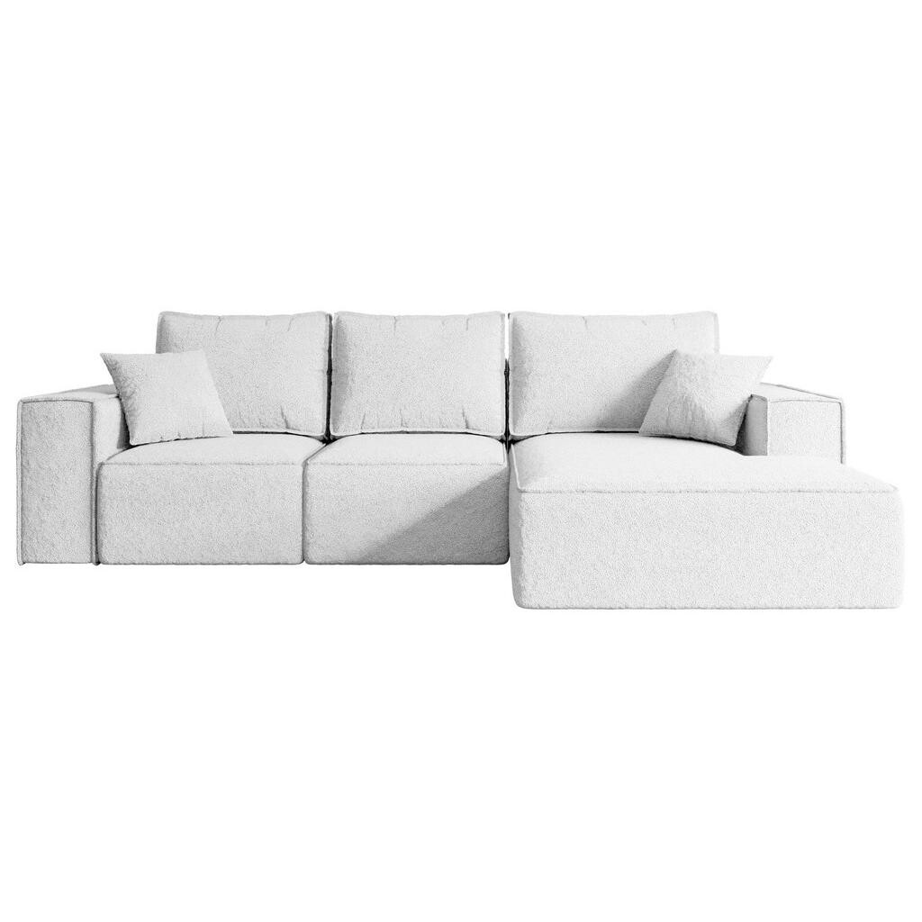 ALTDECOR ROHOVÁ SEDACÍ SOUPRAVA s funkcí lůžka a úložným prostorem SERRA-L-S – 266 x 161 x 87 cm, bílá buklé