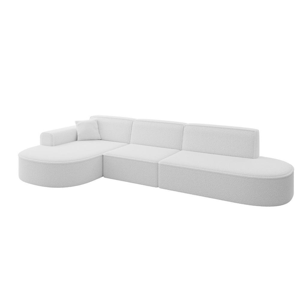 ALTDECOR ROHOVÁ SEDACÍ SOUPRAVA s otomanem vlevo MARI-L2 – 328 × 171 × 79 cm, bílá, buklé