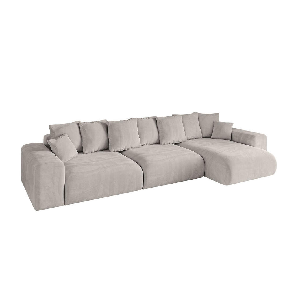 ALTDECOR ROHOVÁ SEDACÍ SOUPRAVA s otomanem vpravo ESKAR-L2 364x176x72 světle hnědá barva velur