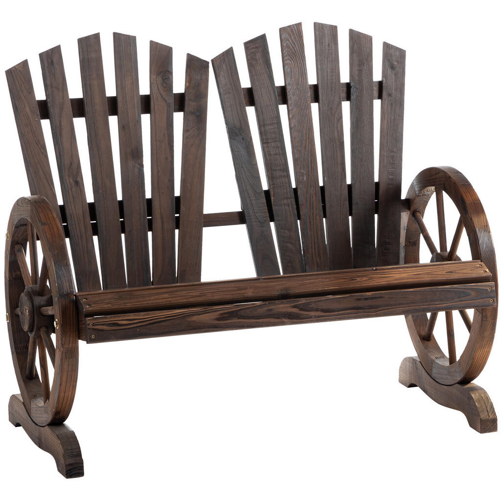 OKWISH ZAHRADNÍ lavice 108/66/95 cm tmavě hnědá z jedlového dřeva s područkami pro 2 osoby