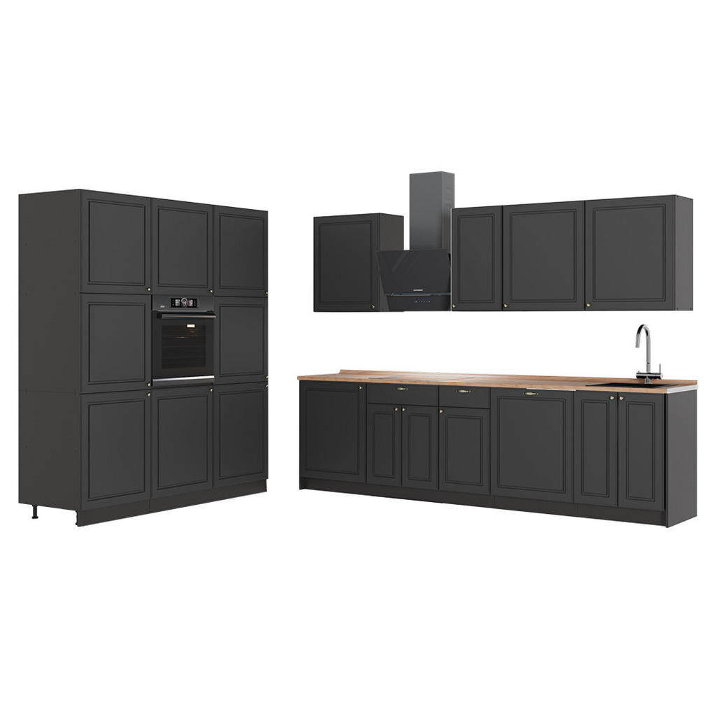 Vicco KUCHYŇSKÝ KOUT Fame-Line, Anthrazit-Gold Landhaus/Antracit, 460 cm, PD Dub