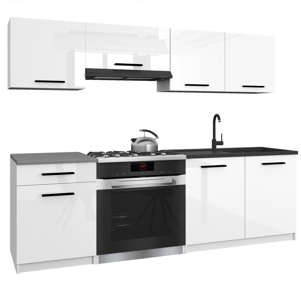 B BELINI GROUP KUCHYŇSKÁ LINKA Italia 1 180 cm, s pracovními deskami, Bílá lesklá