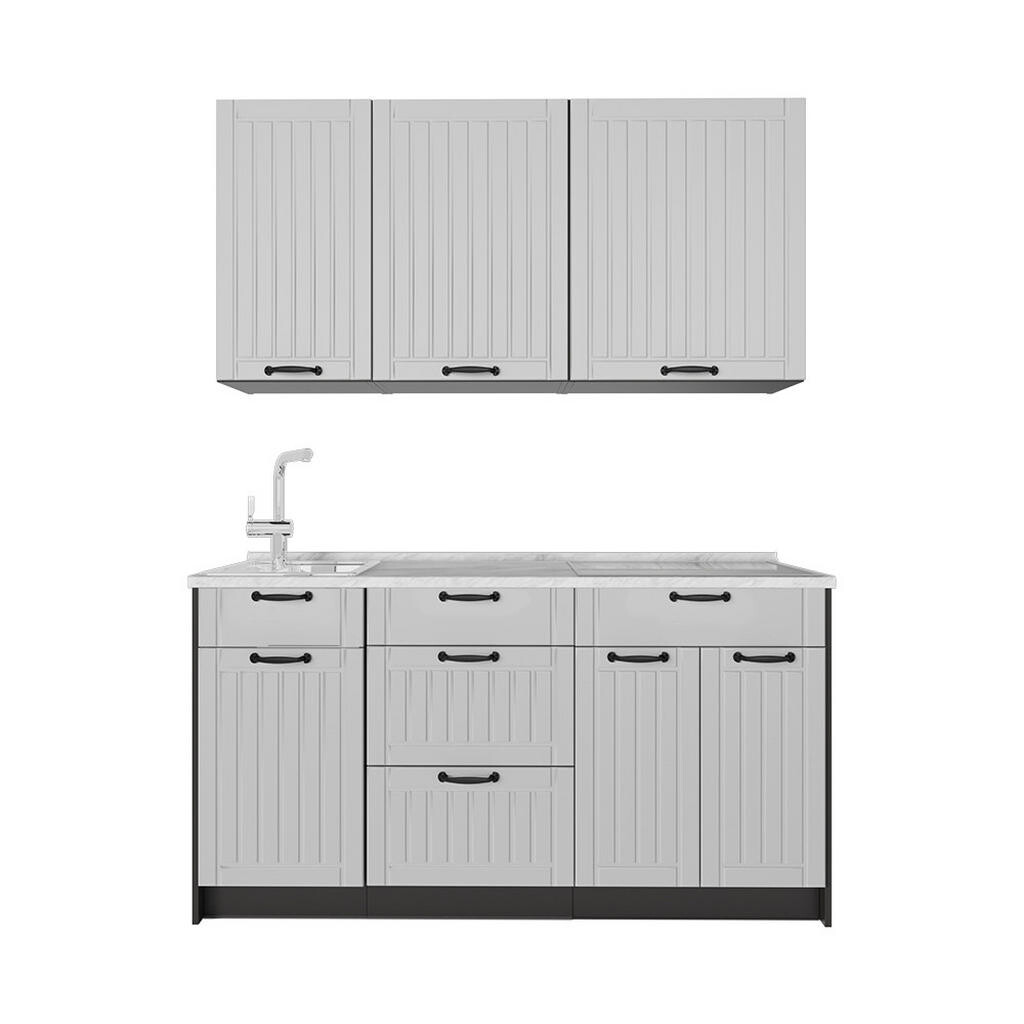 Vicco JEDNOTKOVÁ KUCHYNĚ Fame-Line, Bílý venkovský dům/Antracit, 150 cm, PD Mramor