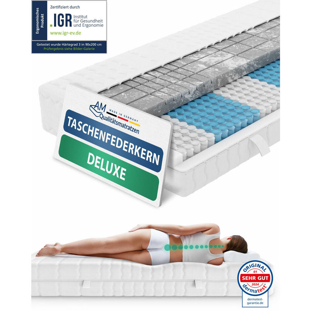 AM Qualitätsmatratzen MATRACE s taštičkovými pružinami 3D Deluxe 100/200 cm H3 - výška 24 cm a potah z tencelu