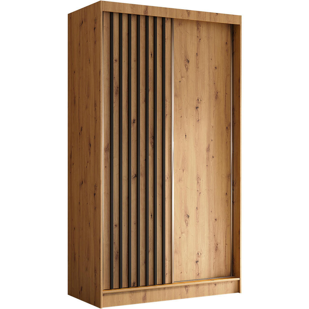 Beautysofa SKŘÍŇ s posuvnými dveřmi Helios 120/216/61 dub Artisan + černá se zásuvkami