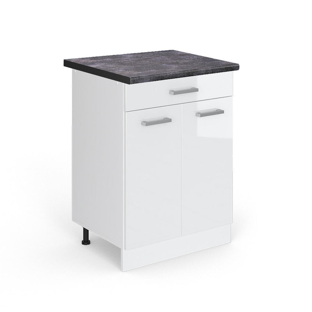 Vicco SPODNÍ SKŘÍŇKA KUCHYŇSKÉ LINKY R-Line Bílá vysoký lesk 60 cm se zásuvkou, PD Antracit