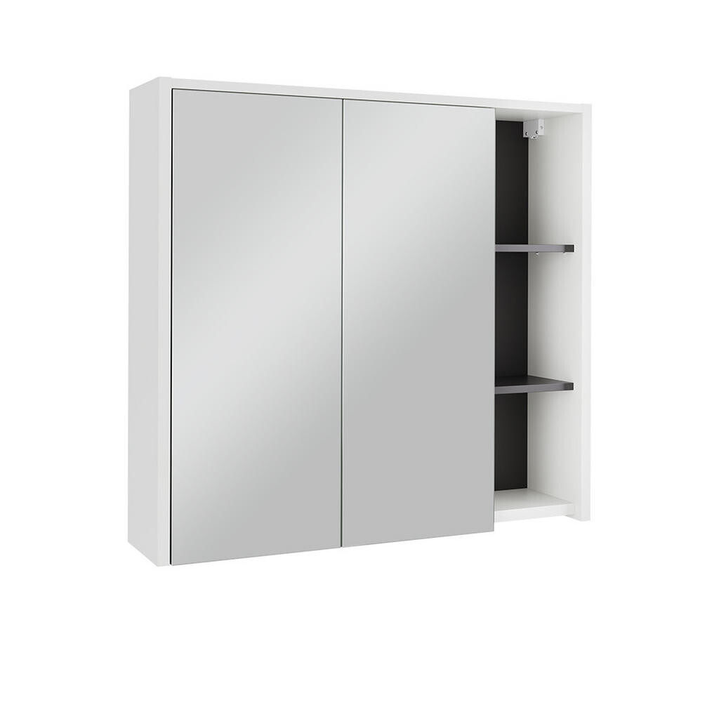 Vicco SKŘÍŇKA SE ZRCADLEM DO KOUPELNY Viola Bílá/šedá 80 x 75 cm s otevřenými policemi