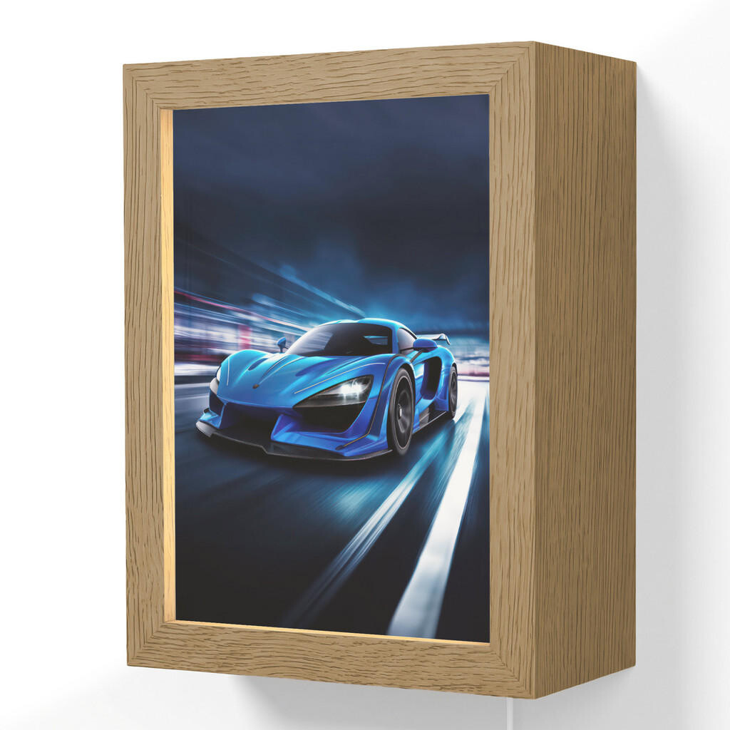 OnlyWow NÁSTĚNNÁ LAMPA Auto - Modrá - Chlapci - Dítě 15x20 cm