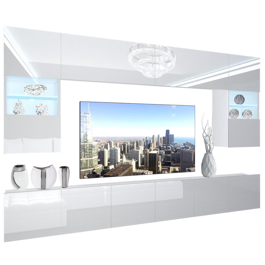B BELINI GROUP OBÝVACÍ STĚNA s LED osvětlením TV skříňka Bílá