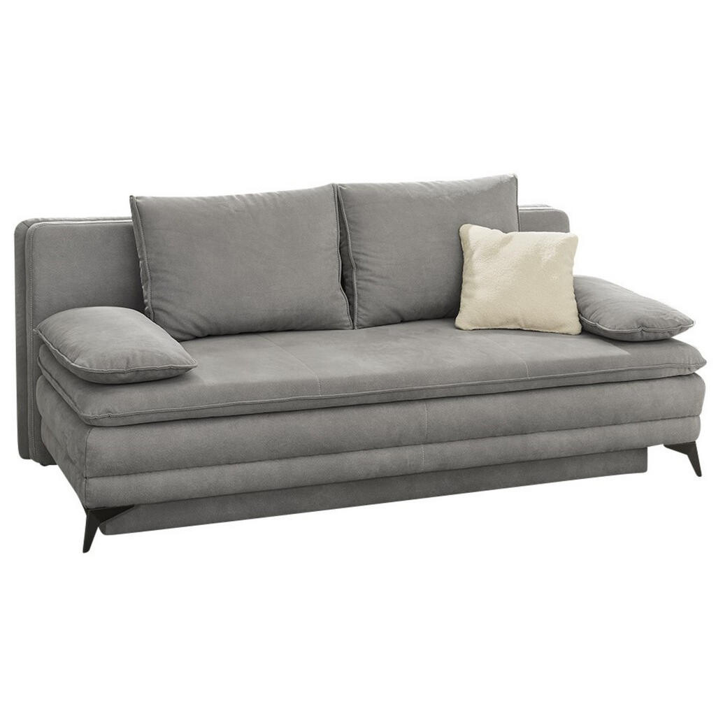 luma-home ROZKLÁDACÍ POHOVKA s vlnovým pružinovým jádrem, integrovaným topperem a úložným prostorem, 202 × 105 × 90 cm (Š×H×V), mikrovlákno světle šed