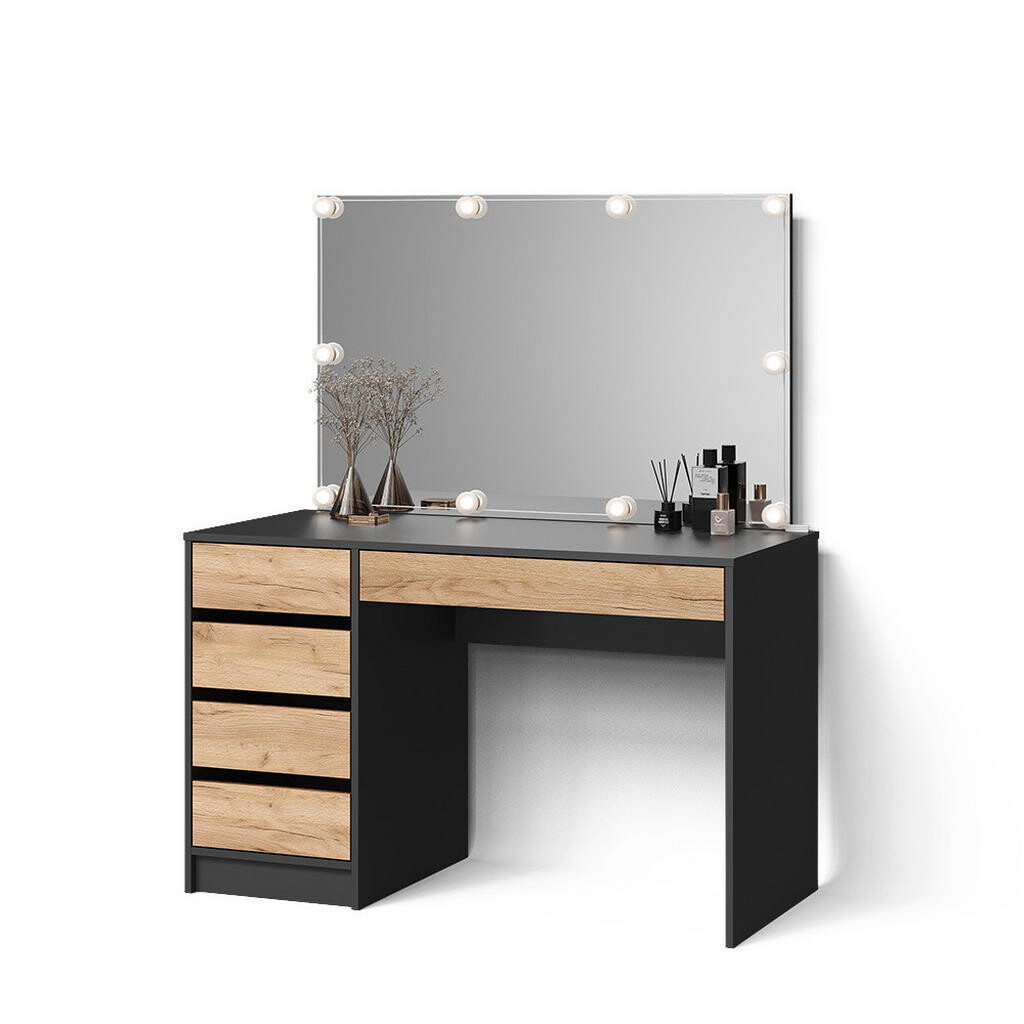 Livinity® TOALETNÍ STOLEK Imola Antracit/zlatý dub 120 cm s osvětlením LED