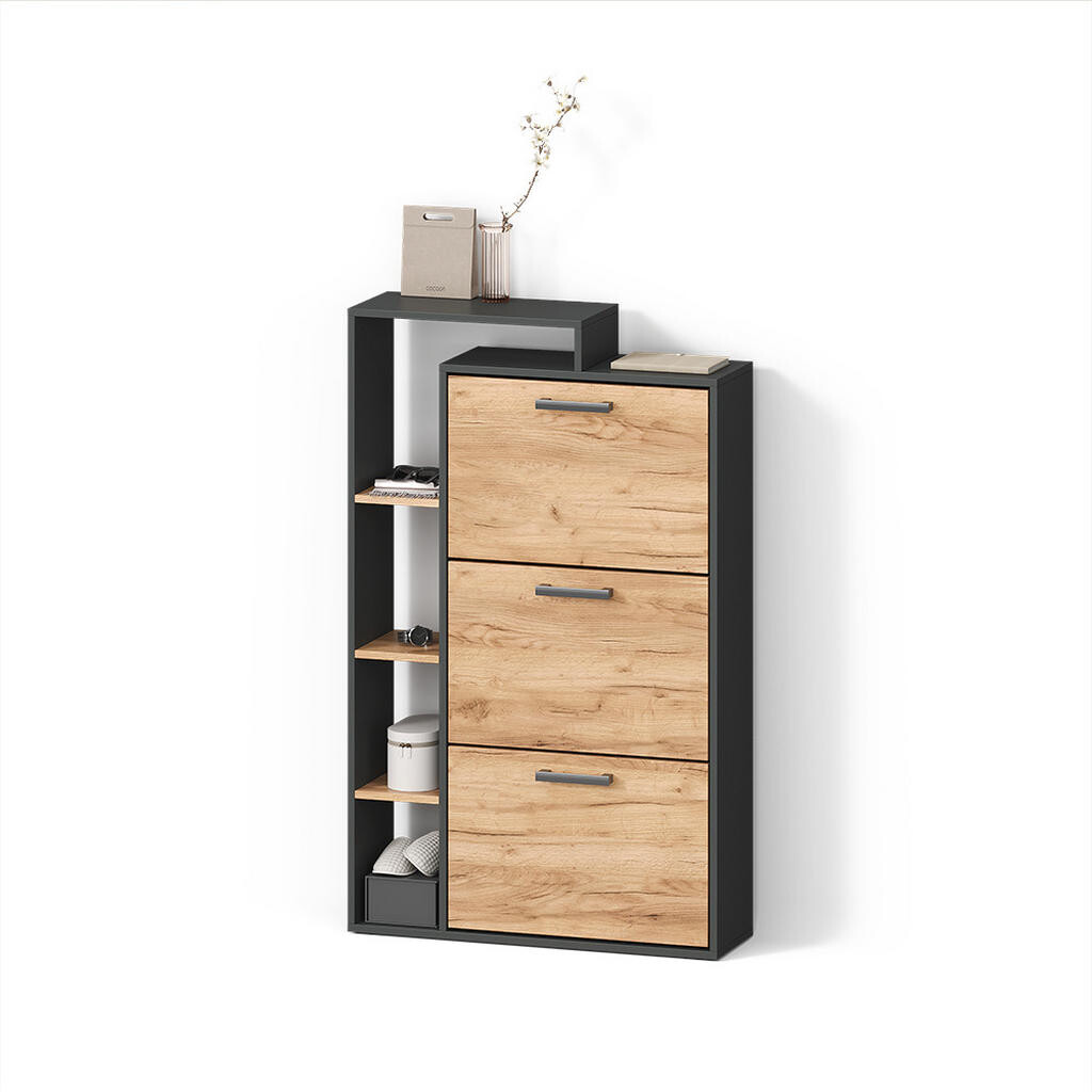 Livinity® BOTNÍK Ortello Zlatý dub power/antracit 80 x 128.3 cm se 3 přihrádkami