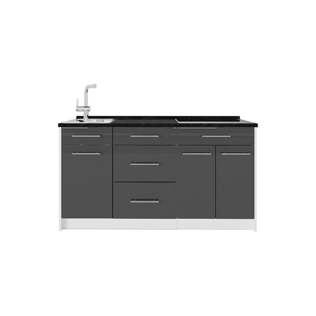 Vicco KUCHYŇSKÝ BLOK Fame-Line, Antracitový vysoký lesk/Bílá, 150 cm, PD Antracit