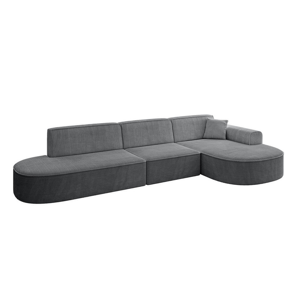 ALTDECOR ROHOVÁ SEDACÍ SOUPRAVA s otomanem vpravo MARI-L2 – 328 × 171 × 79 cm, tmavě šedý manšestr