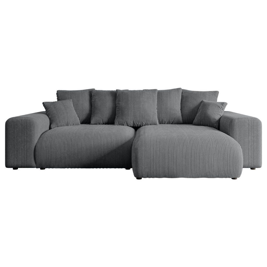 ALTDECOR ROHOVÁ SEDACÍ SOUPRAVA s otomanem vpravo ESKAR-L 266x176x72 tmavě šedá manšestr