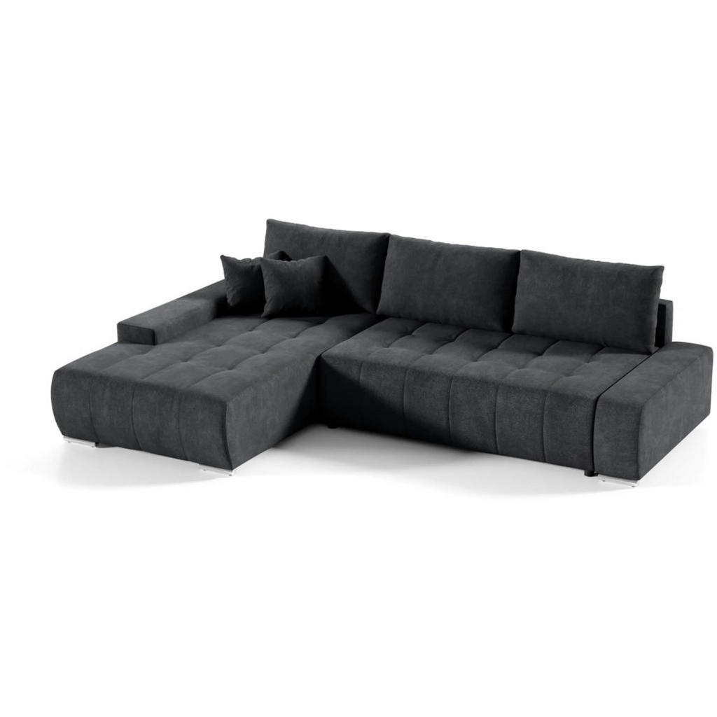 Beautysofa ROHOVÁ rozkládací pohovka Draco L antracit, levá,velurová látka