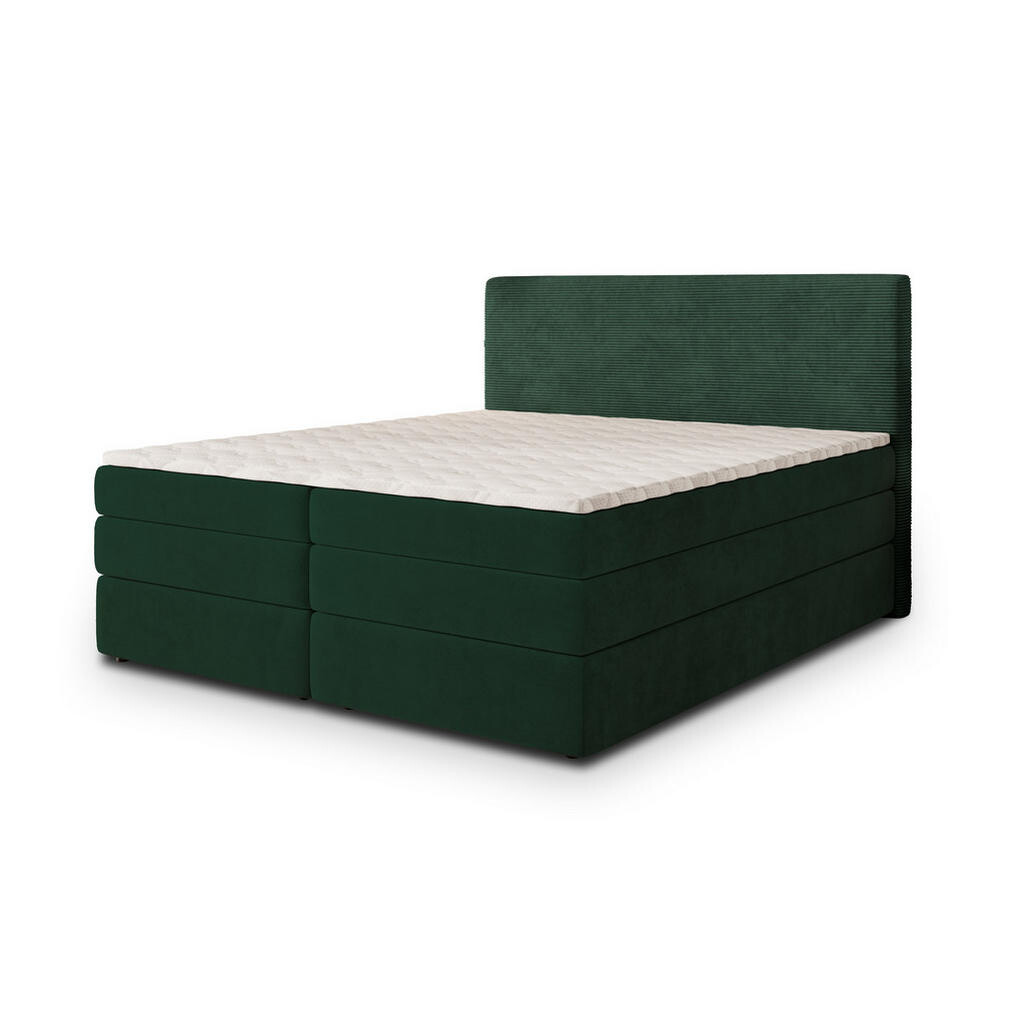 MASSENO POSTEL BOXSPRING MATERN 160x200 cm, s matrací a úložným prostorem, tmavě zelená