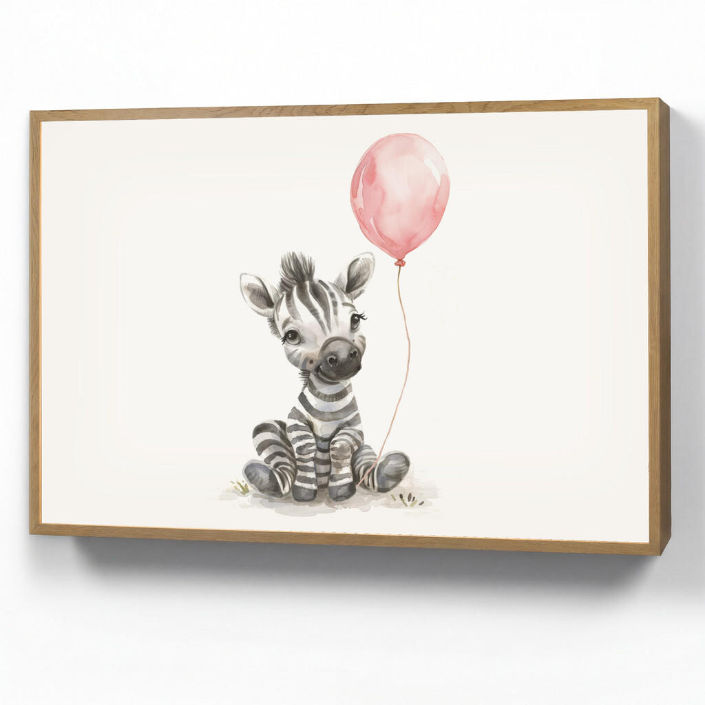 OnlyWow DOBÍJECÍ NOČNÍ LAMPIČKA Zebra - Dítě - Zvířata - Růžový balónek 100x70 cm
