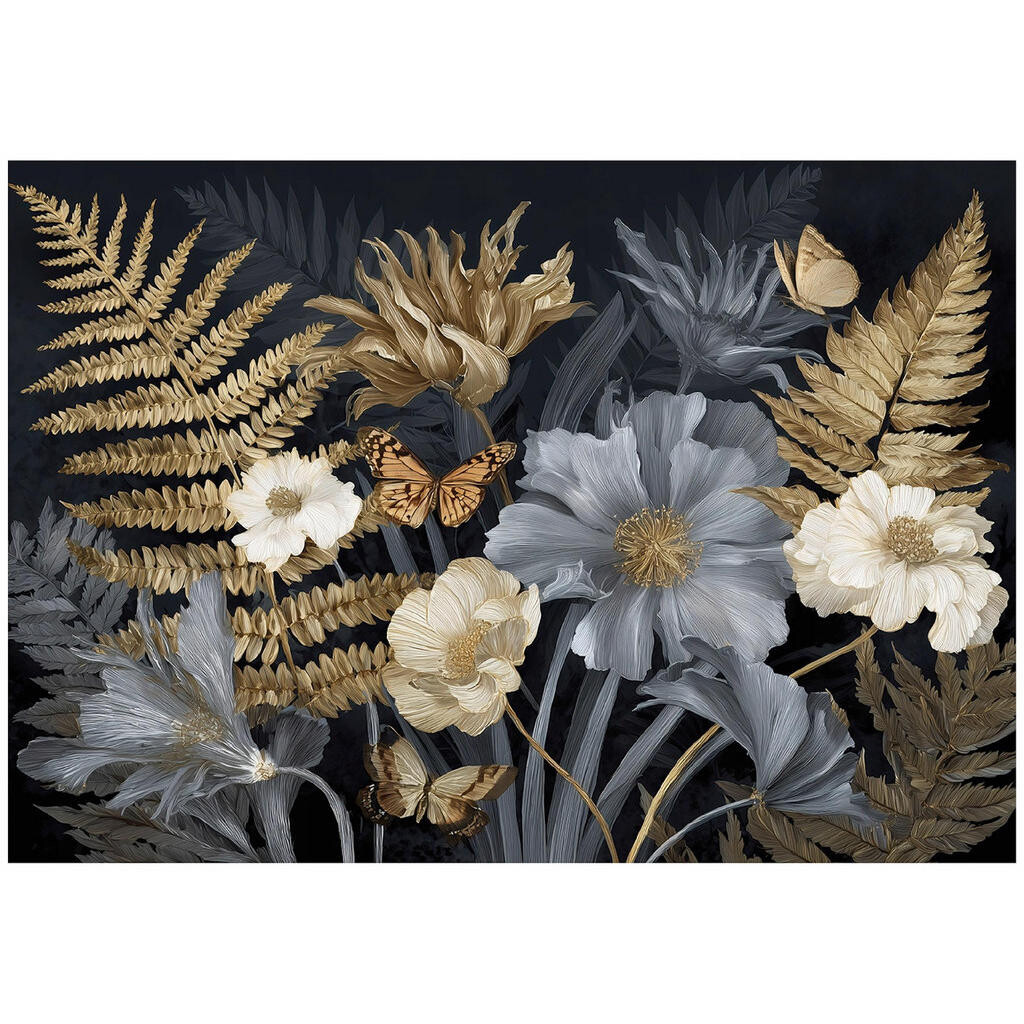 Wallarena FOTOTAPETA listy květiny šedá 200x140 cm
