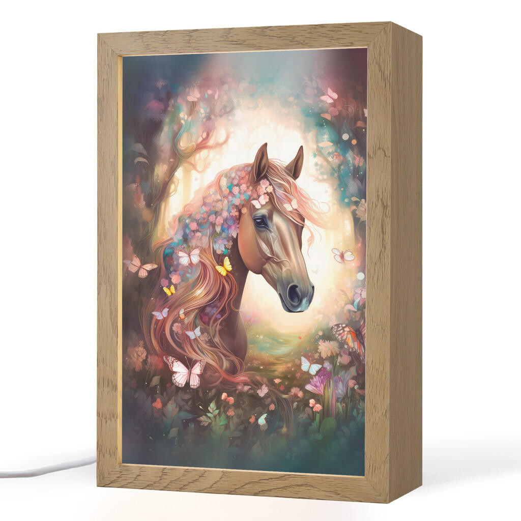 OnlyWow NOČNÍ LAMPIČKA Kůň - Příroda - Květiny - Motýli - Les 20x30 cm