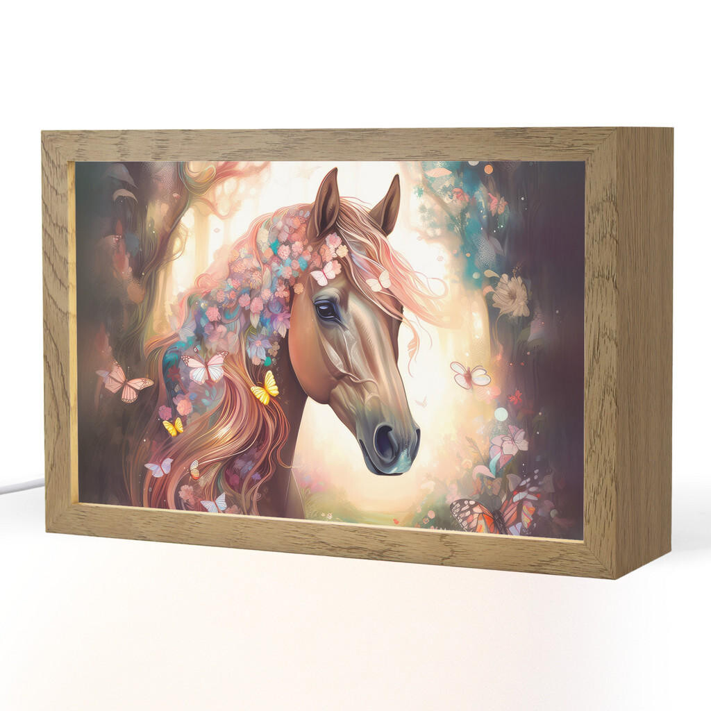 OnlyWow NOČNÍ LAMPIČKA Kůň - Příroda - Květiny - Motýli - Les 30x20 cm