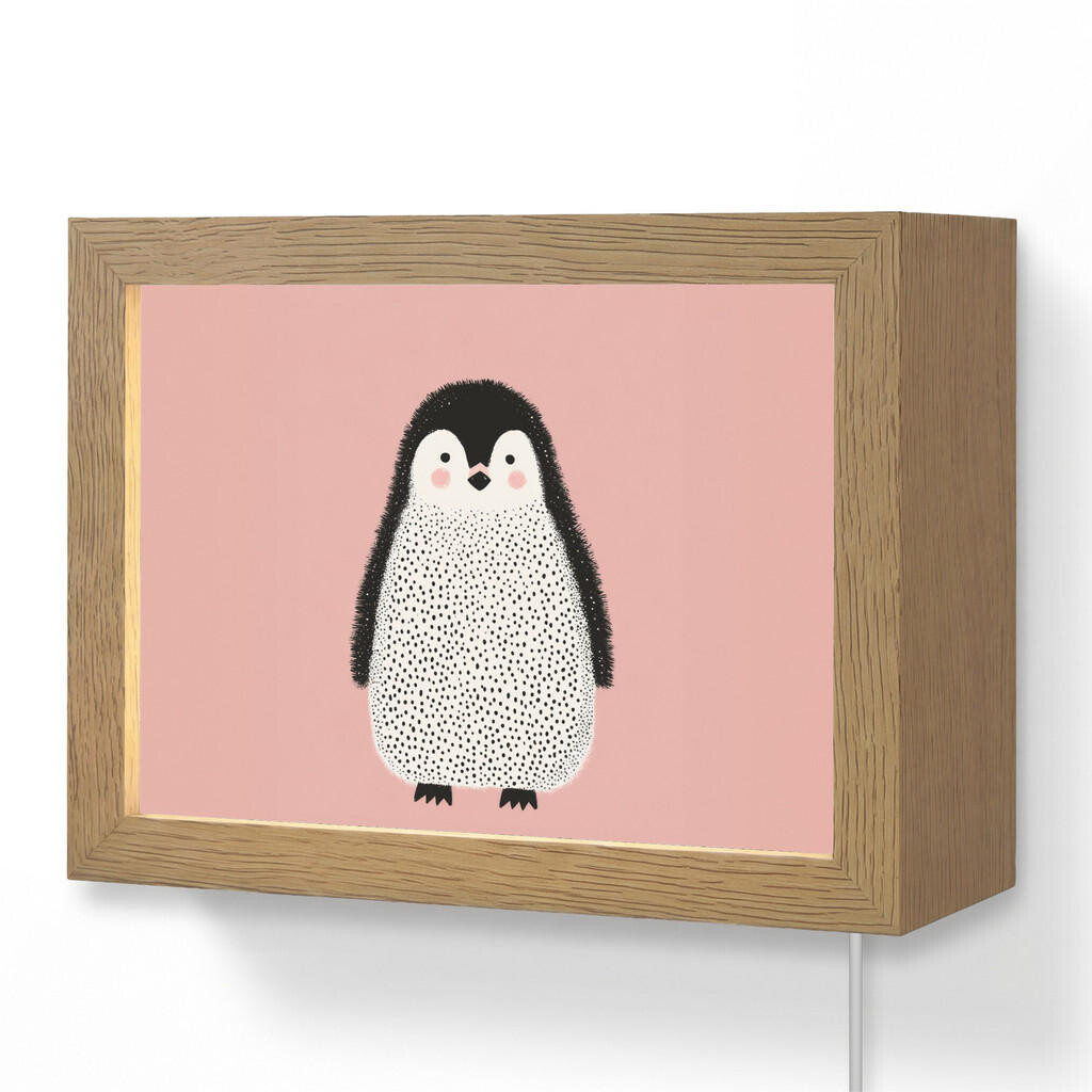 OnlyWow NÁSTĚNNÁ LAMPA Tučňák - Tečky - Minimalistický - Růžový 20x15 cm