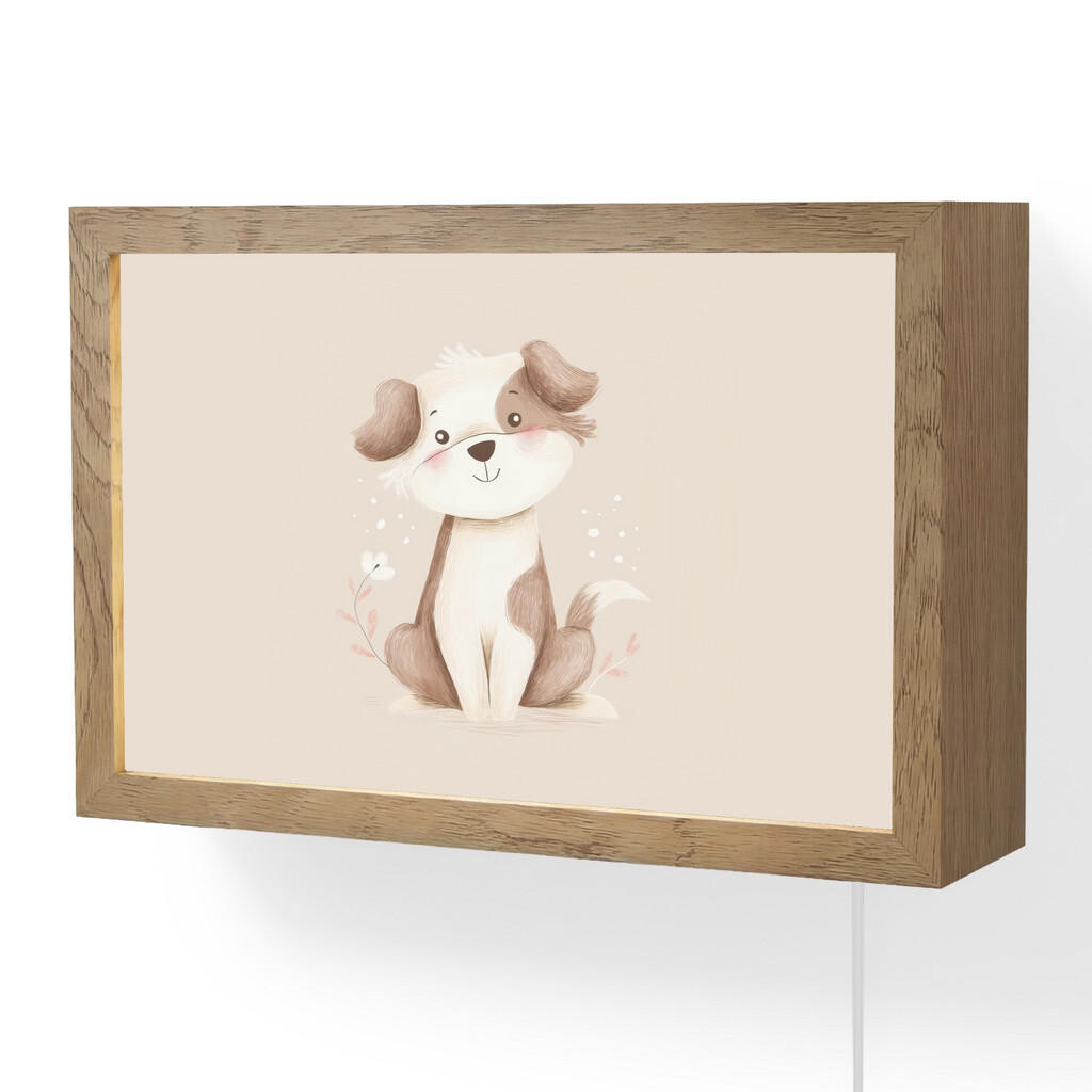 OnlyWow NÁSTĚNNÁ LAMPA Pes - skvrnitý - hnědý 30x20 cm