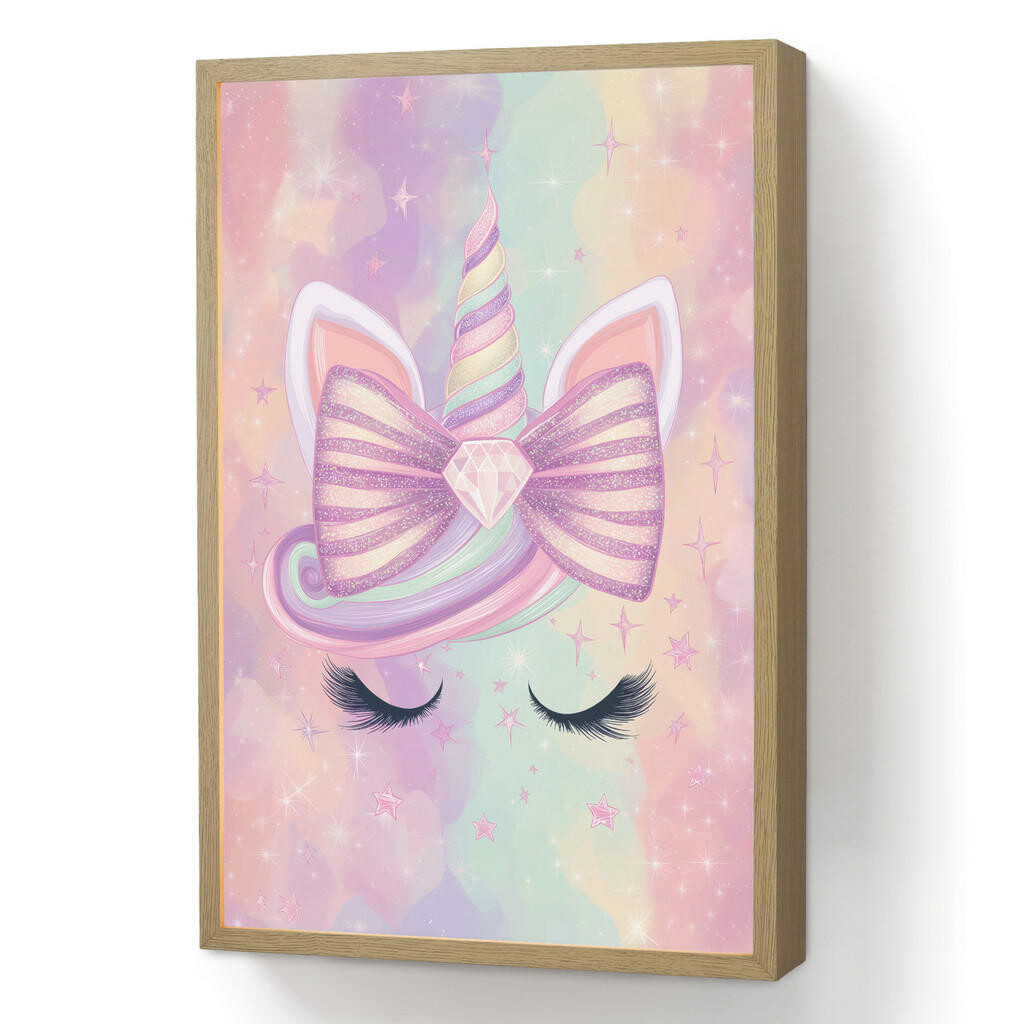 OnlyWow DOBÍJECÍ NOČNÍ LAMPIČKA Jednorožec - Třpytky - Duha - Pastelové barvy 40x60 cm
