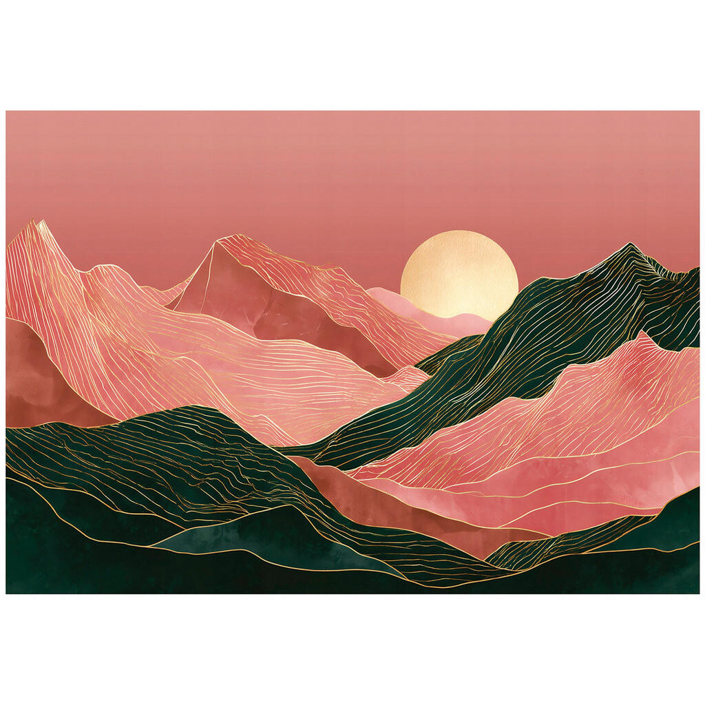 Wallarena FOTOTAPETA Hory Art Deco Růžová 300x210 cm