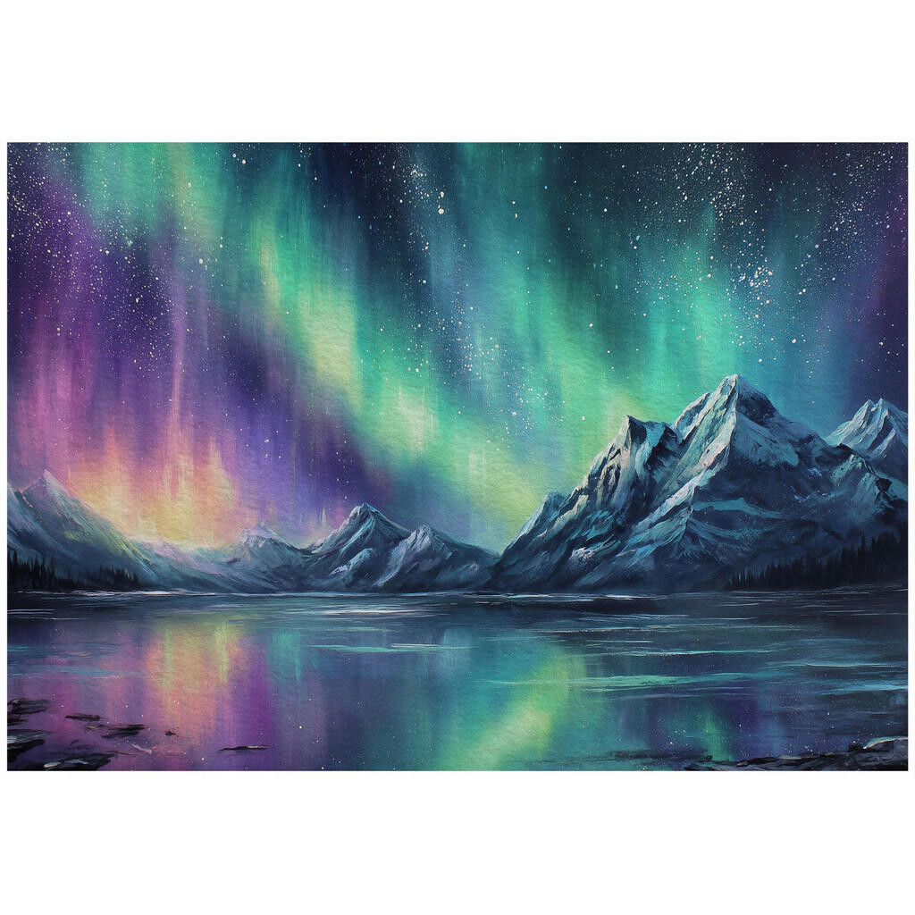 Wallarena FOTOTAPETA Hory Severní záře Modrá 350x250 cm
