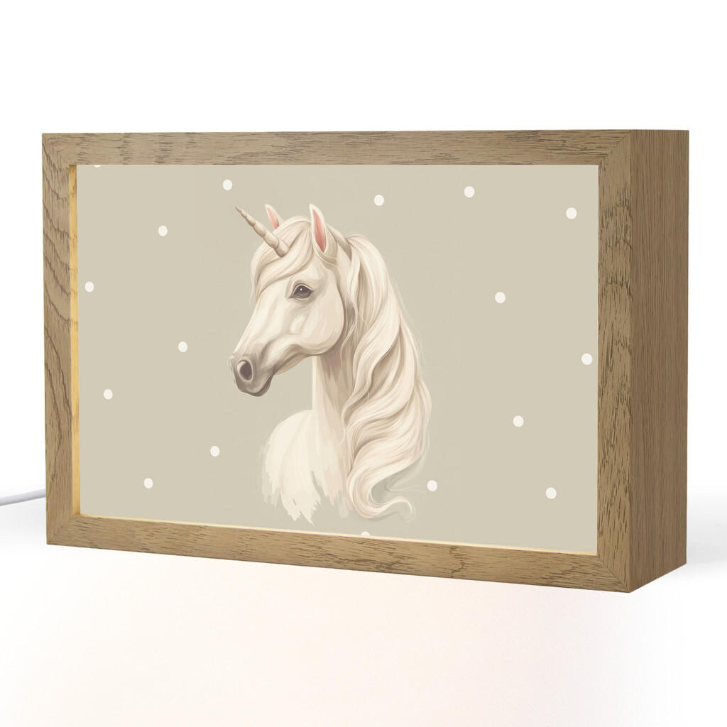 OnlyWow NOČNÍ LAMPIČKA Jednorožec - bílý - tečky 30x20 cm