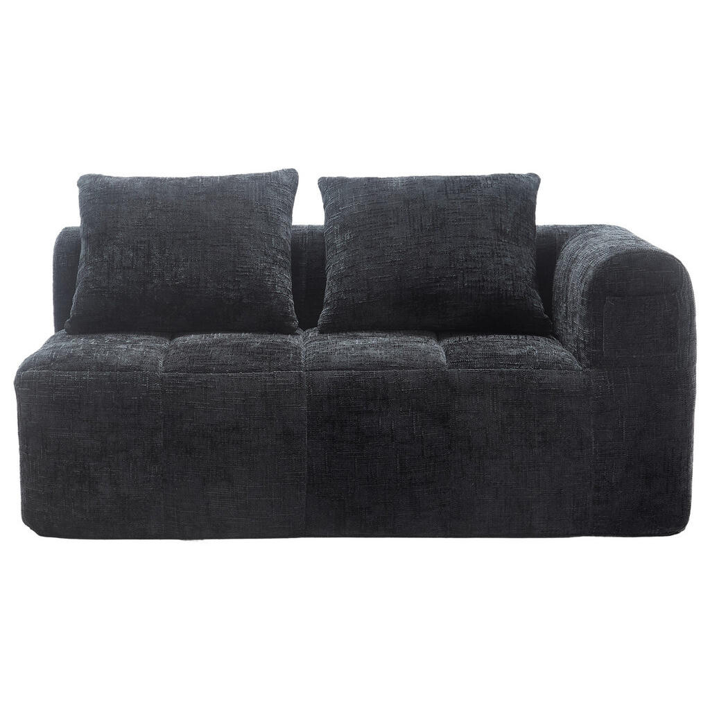 Redom POHOVKA pro 2 osoby 158/90/60 cm s bočními kapsami a polštářem, měkká ženylka, Černá